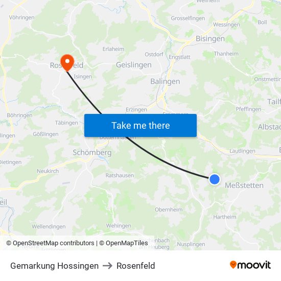 Gemarkung Hossingen to Rosenfeld map