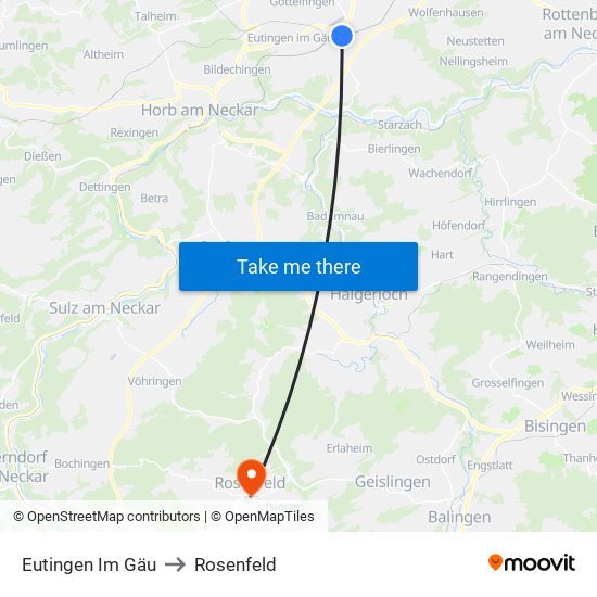 Eutingen Im Gäu to Rosenfeld map