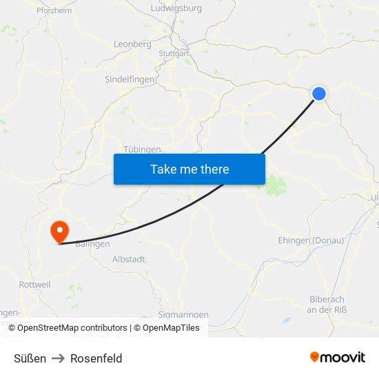 Süßen to Rosenfeld map