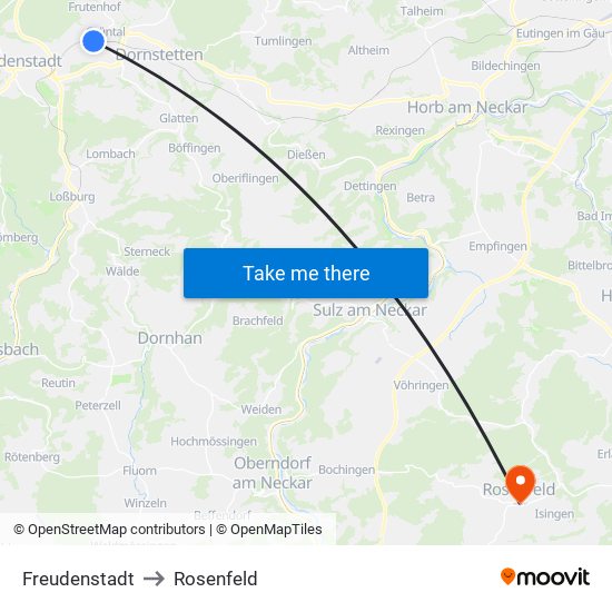 Freudenstadt to Rosenfeld map
