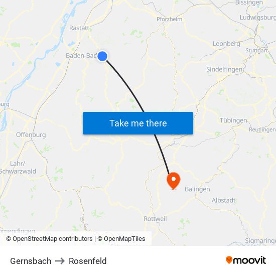 Gernsbach to Rosenfeld map