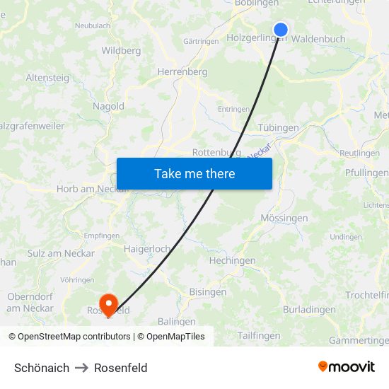 Schönaich to Rosenfeld map