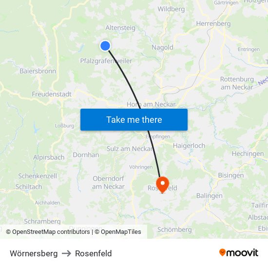 Wörnersberg to Rosenfeld map