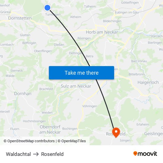Waldachtal to Rosenfeld map