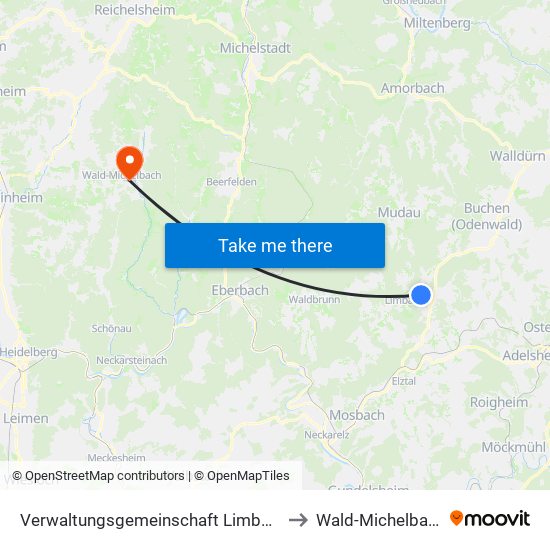 Verwaltungsgemeinschaft Limbach to Wald-Michelbach map