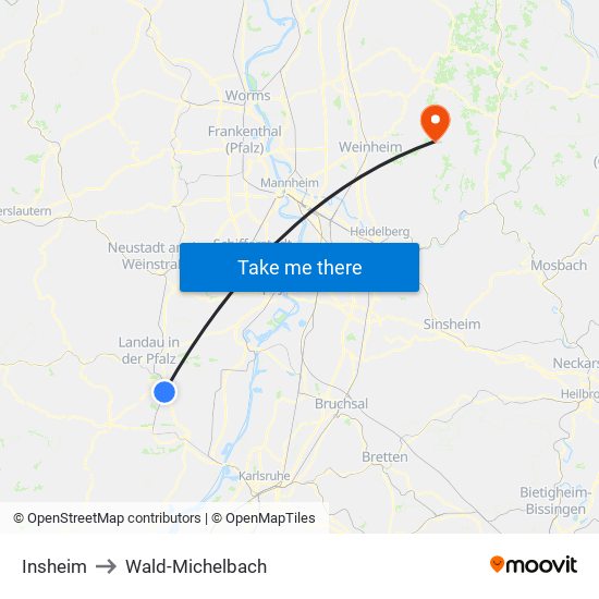 Insheim to Wald-Michelbach map