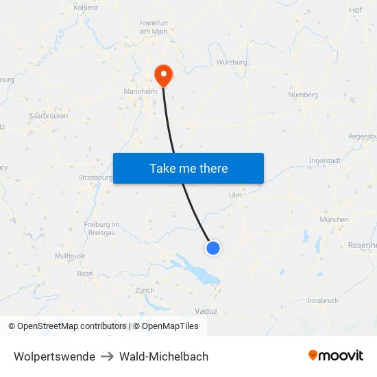 Wolpertswende to Wald-Michelbach map