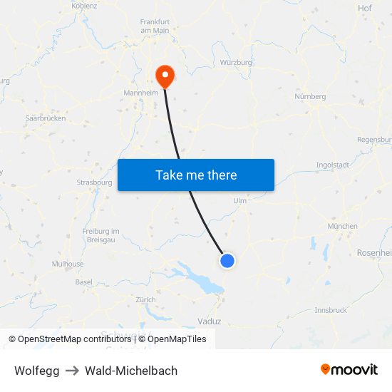 Wolfegg to Wald-Michelbach map