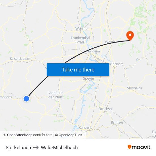 Spirkelbach to Wald-Michelbach map