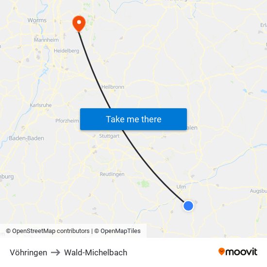 Vöhringen to Wald-Michelbach map