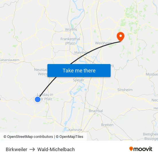 Birkweiler to Wald-Michelbach map