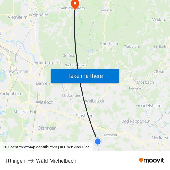 Ittlingen to Wald-Michelbach map