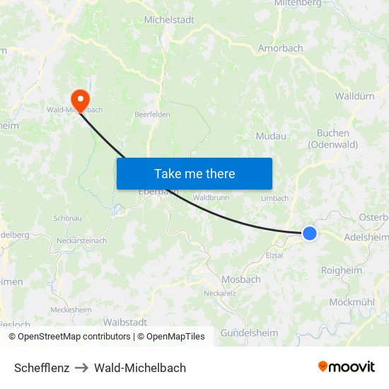 Schefflenz to Wald-Michelbach map