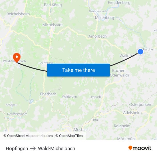 Höpfingen to Wald-Michelbach map