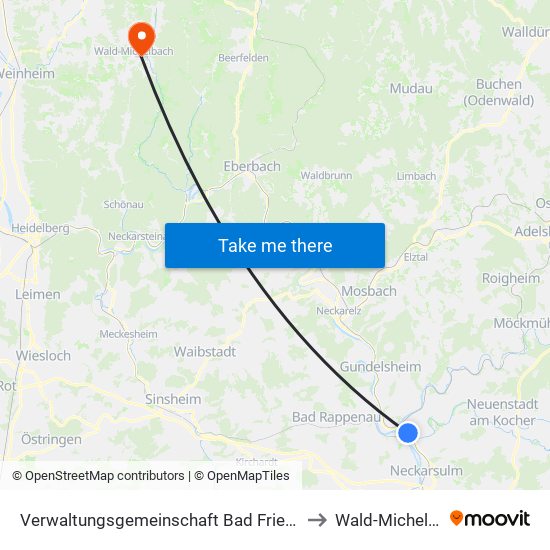 Verwaltungsgemeinschaft Bad Friedrichshall to Wald-Michelbach map