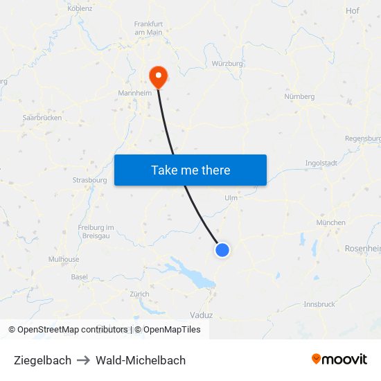 Ziegelbach to Wald-Michelbach map