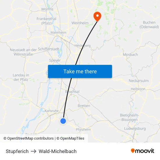 Stupferich to Wald-Michelbach map