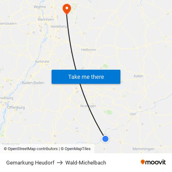 Gemarkung Heudorf to Wald-Michelbach map