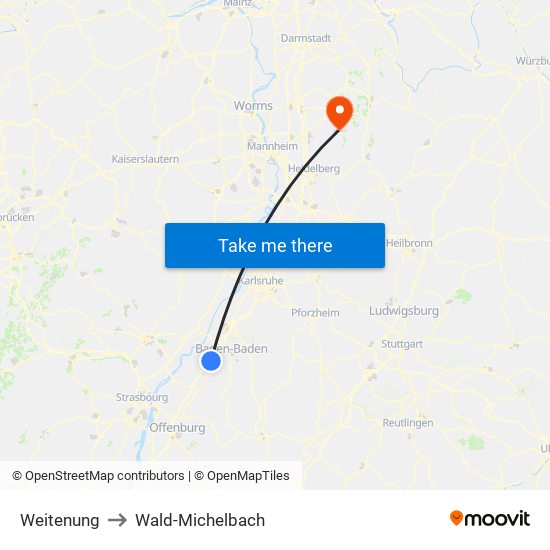 Weitenung to Wald-Michelbach map
