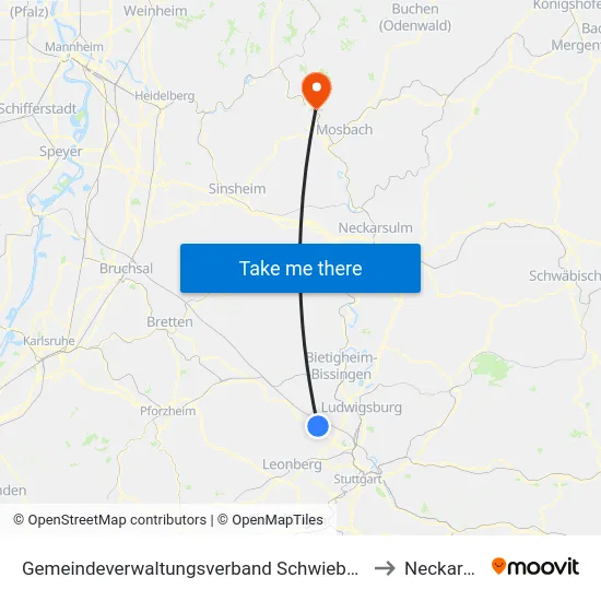 Gemeindeverwaltungsverband Schwieberdingen-Hemmingen to Neckargerach map
