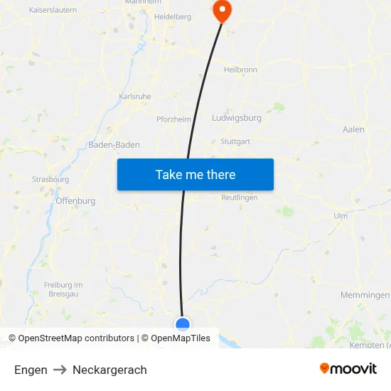 Engen to Neckargerach map
