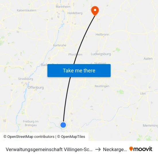 Verwaltungsgemeinschaft Villingen-Schwenningen to Neckargerach map