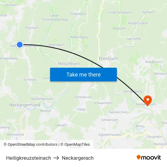Heiligkreuzsteinach to Neckargerach map