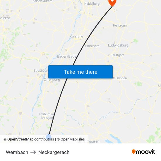 Wembach to Neckargerach map