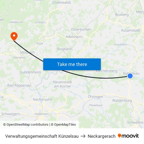Verwaltungsgemeinschaft Künzelsau to Neckargerach map