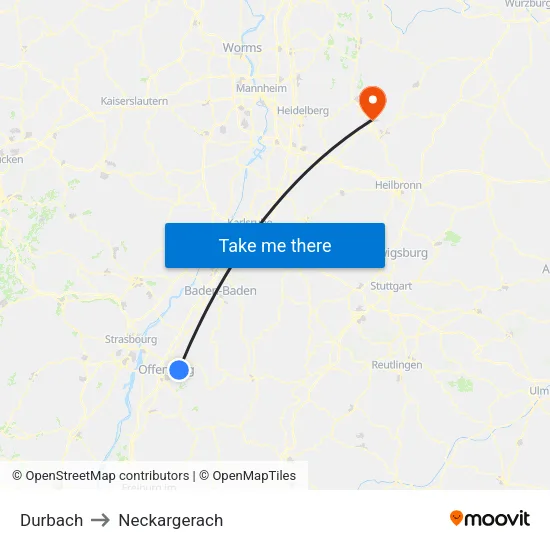 Durbach to Neckargerach map