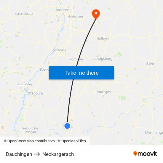 Dauchingen to Neckargerach map