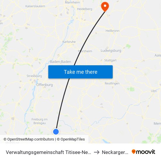 Verwaltungsgemeinschaft Titisee-Neustadt to Neckargerach map