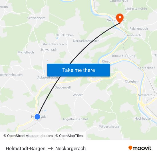 Helmstadt-Bargen to Neckargerach map