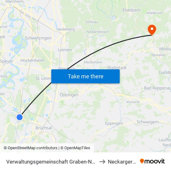 Verwaltungsgemeinschaft Graben-Neudorf to Neckargerach map