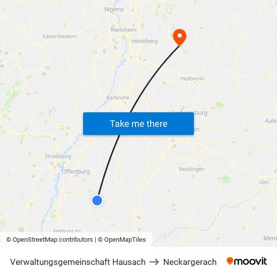 Verwaltungsgemeinschaft Hausach to Neckargerach map