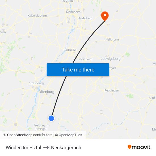 Winden Im Elztal to Neckargerach map