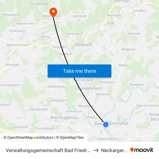 Verwaltungsgemeinschaft Bad Friedrichshall to Neckargerach map