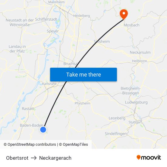 Obertsrot to Neckargerach map