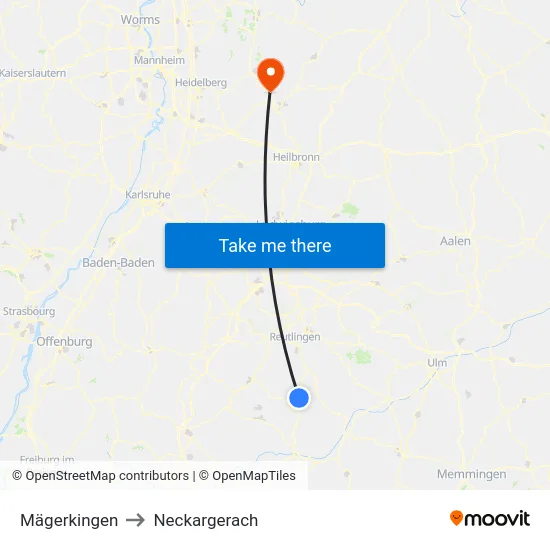 Mägerkingen to Neckargerach map