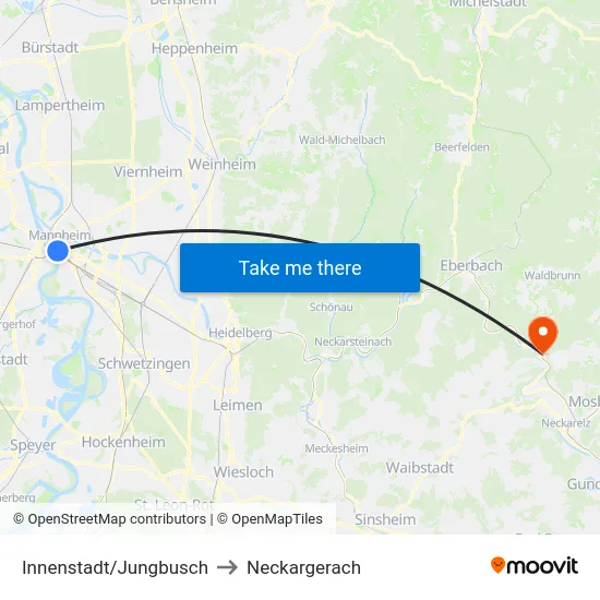 Innenstadt/Jungbusch to Neckargerach map