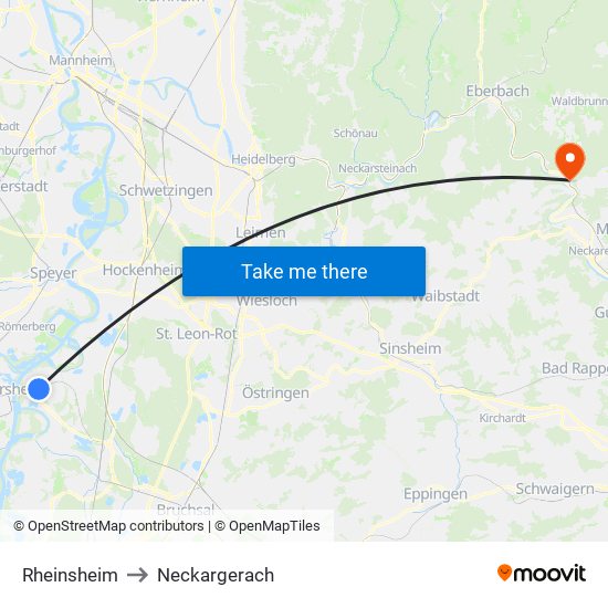 Rheinsheim to Neckargerach map