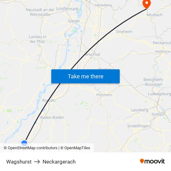 Wagshurst to Neckargerach map