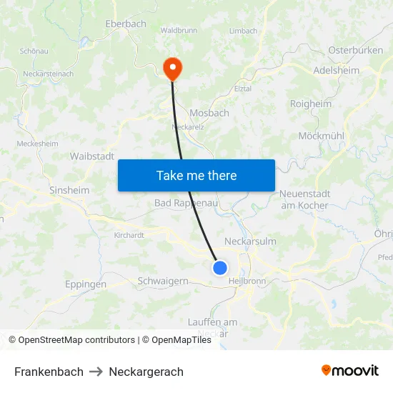 Frankenbach to Neckargerach map