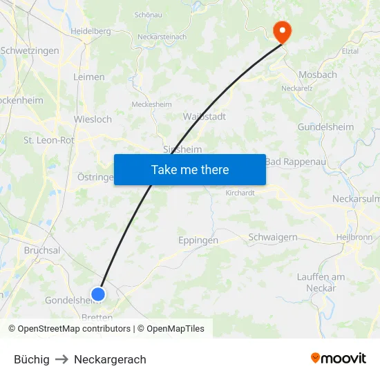 Büchig to Neckargerach map