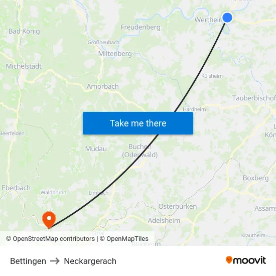 Bettingen to Neckargerach map