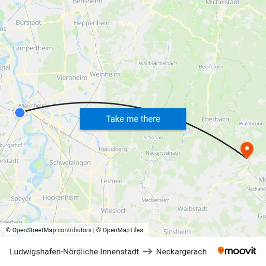Ludwigshafen-Nördliche Innenstadt to Neckargerach map