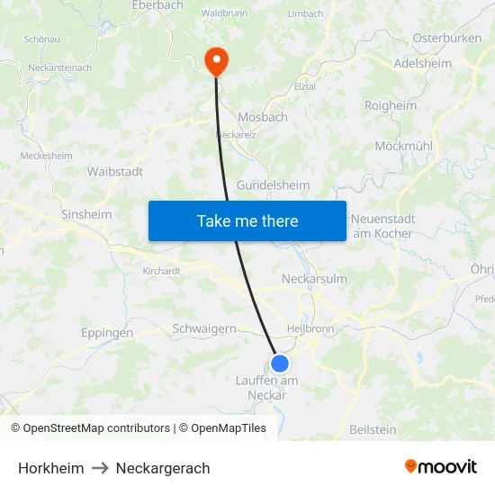 Horkheim to Neckargerach map
