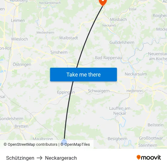 Schützingen to Neckargerach map