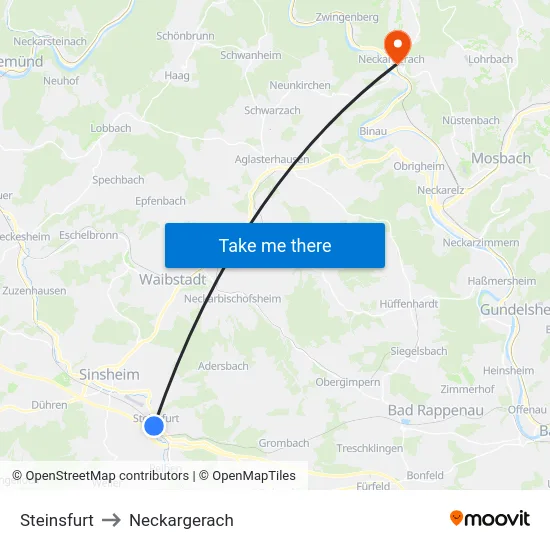 Steinsfurt to Neckargerach map