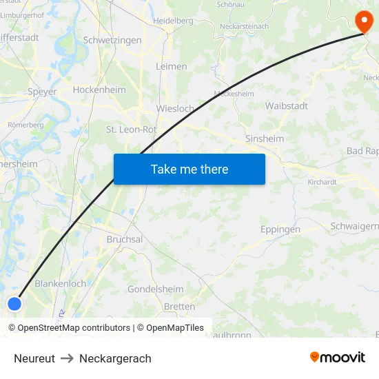 Neureut to Neckargerach map